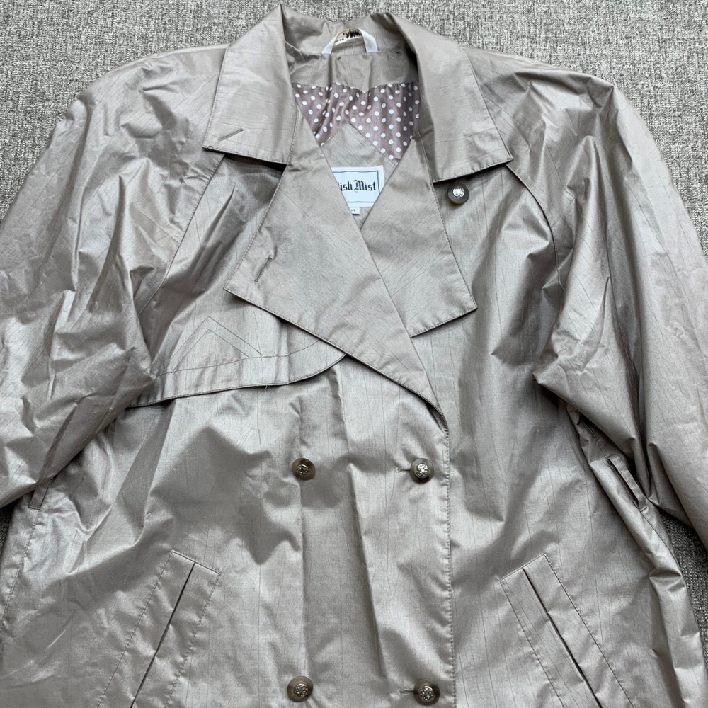 British Mist Women's‎ Size 14 Beige Double Breasted Trench Coat VTG
